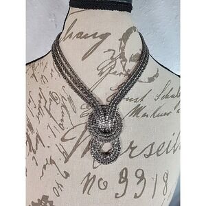 Vintage Express Gray Mesh Chain Knot Multi‎ Strand 18 Inch Fashion Necklace